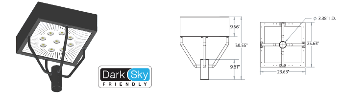 LED - 24" Square Post Top Parking/Area Light Fixture