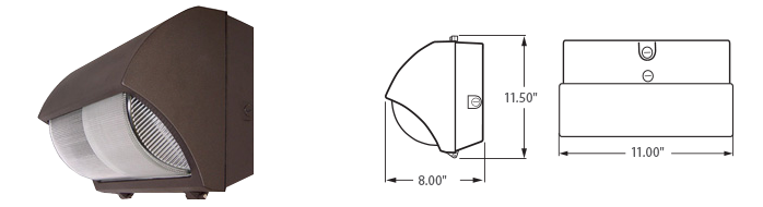 Induction 11" Wall Pack Round Lens Flood Type Fixtures - 21xxx-RFLD Series