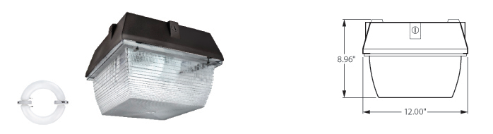 Induction 12" Square Garage Light Fixtures| 12xxx Series