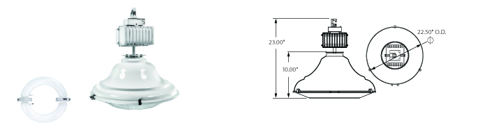 Induction 22" High-Bay / Low-Bay White Reflector Fixtures