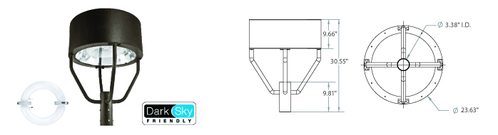 Induction 24" Round Post Top Parking Lot Fixtures - 58xxx Series