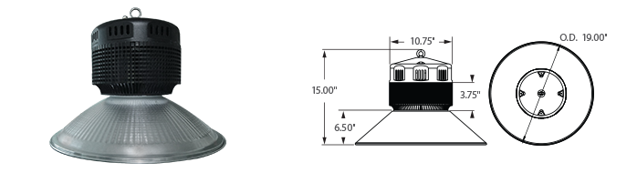 LED - 19 inch Aluminum Low Bay Fixture - High-Temp Rated