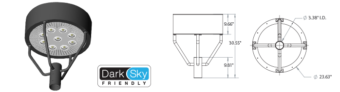 LED - 24" Round Post Top Parking/Area Light Fixture