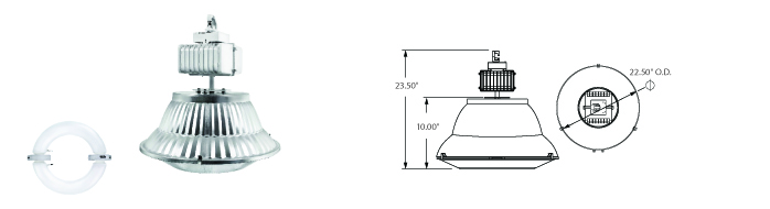 Induction  22" High-Bay / Low-Bay Aluminum Reflector Fixtures