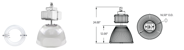 Induction 16" High Bay Polycarbonate Fixtures - 17xxx-PC Series