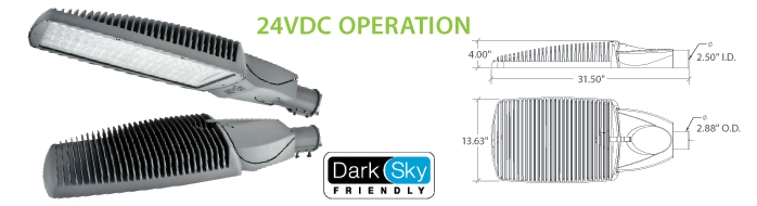 24VDC Solar Compatible LED Street Lighting