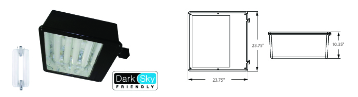 Induction  -23" Flood Fixture - Rectangle Bulb Design