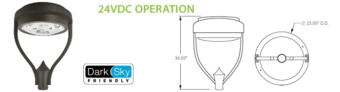 24VDC Solar Compatible Induction Post Top Lighting