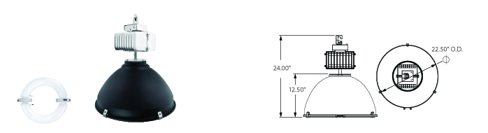 Induction 22" Aluminum High Bay Light Fixtures| 19xxx-AL Series