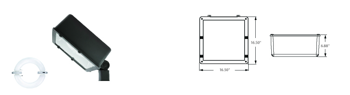 Induction 16" Square Flood Light Fixtures - 38xxx Series